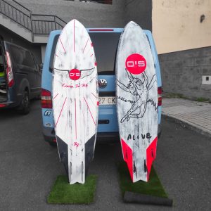 Decoración custom para tablas O'S Custom Boards, windsurf. Diseño de Mochita. O'S Custom Boards Tablas Carlos